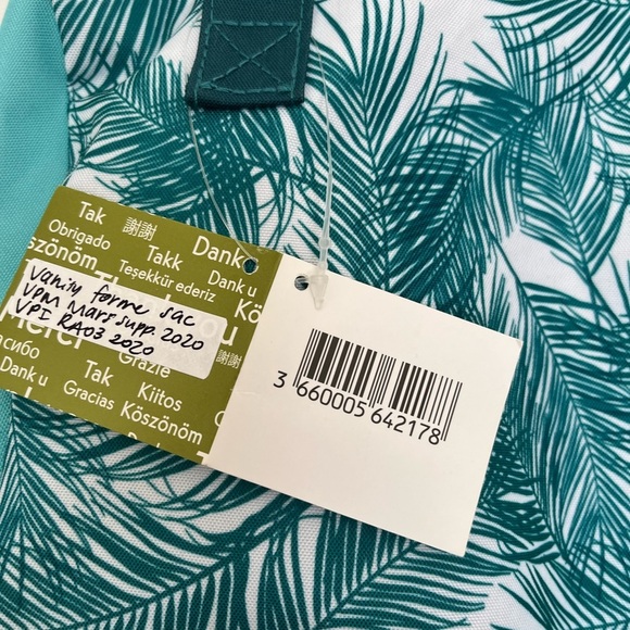 Yves Rocher Tropical Teal Leaf Print Women's Bag - Picture 3 of 4